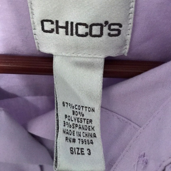 Chico’s Size 3 Lavender Long Sleeve Shirt - Picture 2 of 5